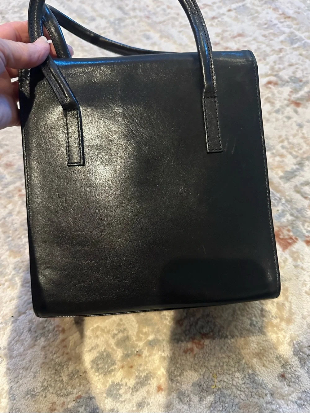 Classic Black Leather Top-Handle Adam leather purse  - Sleek Everyday Style